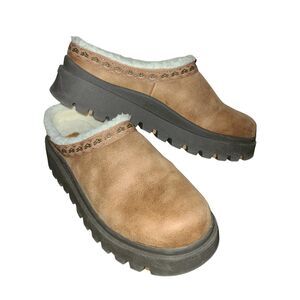 Skechers Shindigs Y2K Chunky Tan Brown Slip On Clogs Mules Shoes Sz 10